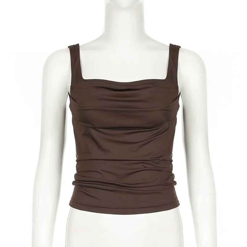 camisetas regatas femininas Verão Liso Sexy Sem costas Streetwear Casual Slim Sem mangas Camisola