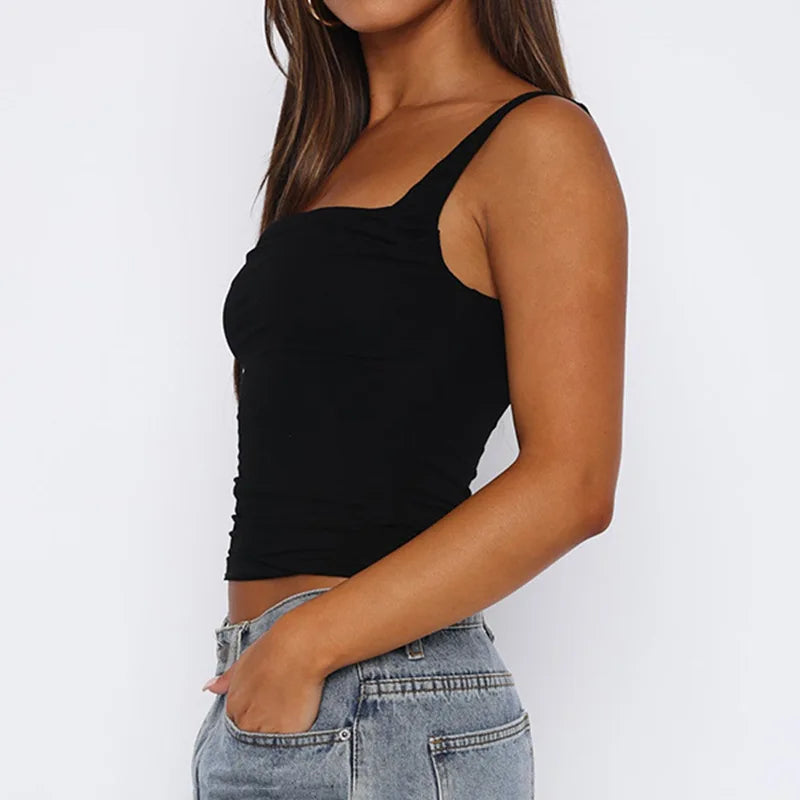 camisetas regatas femininas Verão Liso Sexy Sem costas Streetwear Casual Slim Sem mangas Camisola
