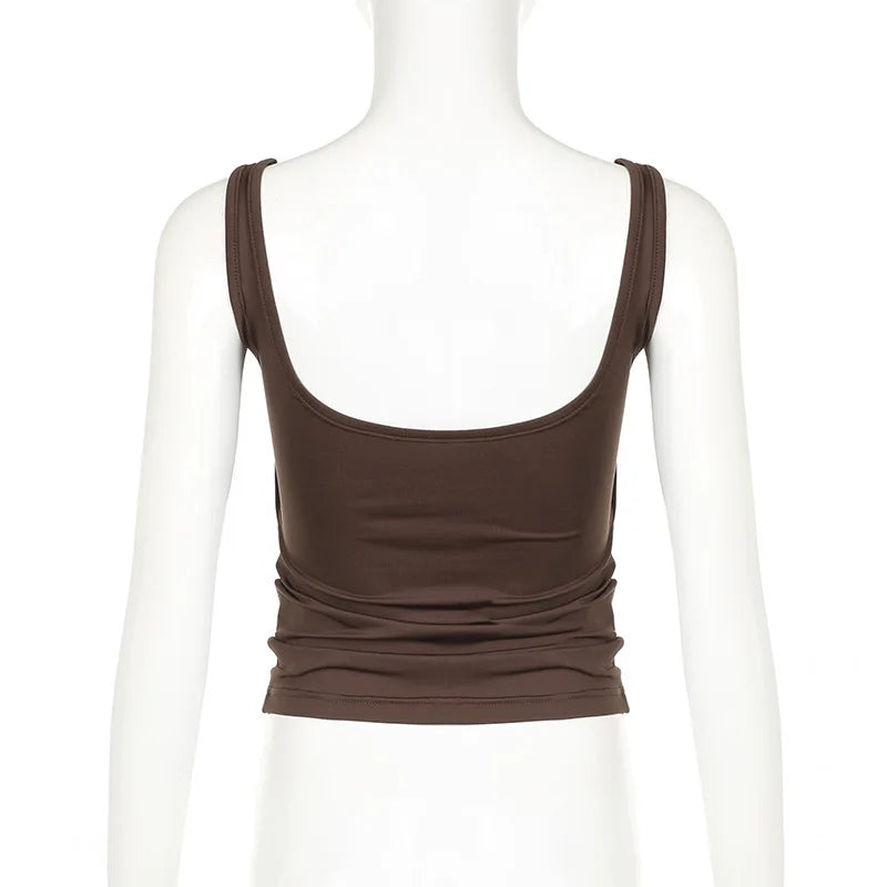 camisetas regatas femininas Verão Liso Sexy Sem costas Streetwear Casual Slim Sem mangas Camisola