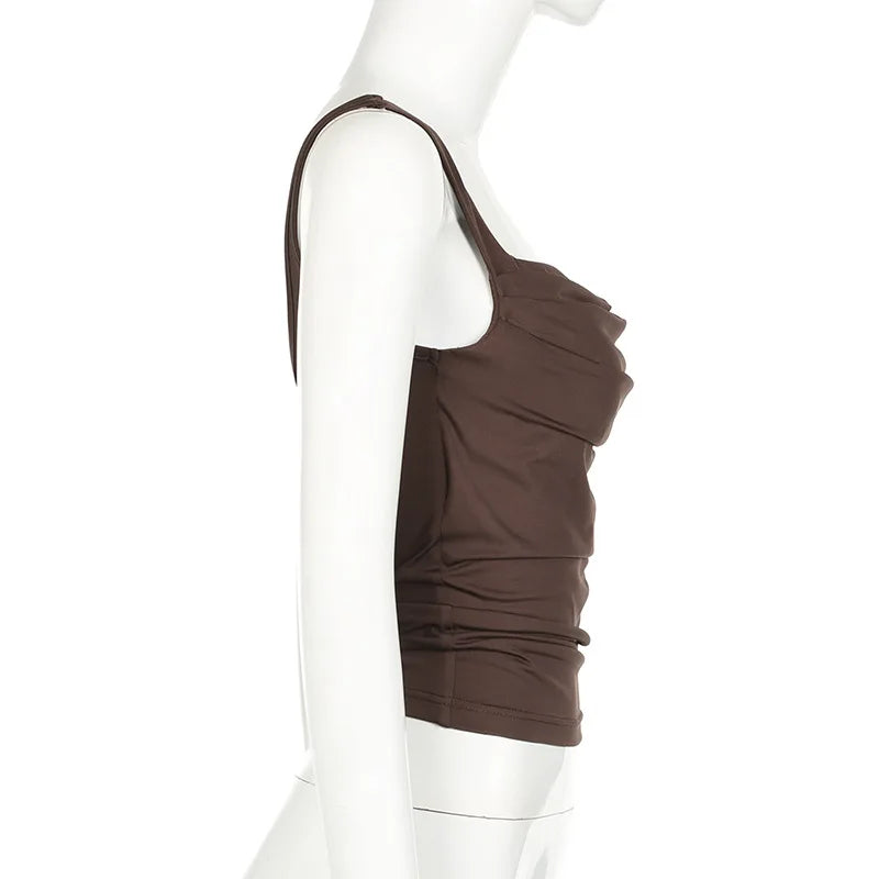 camisetas regatas femininas Verão Liso Sexy Sem costas Streetwear Casual Slim Sem mangas Camisola