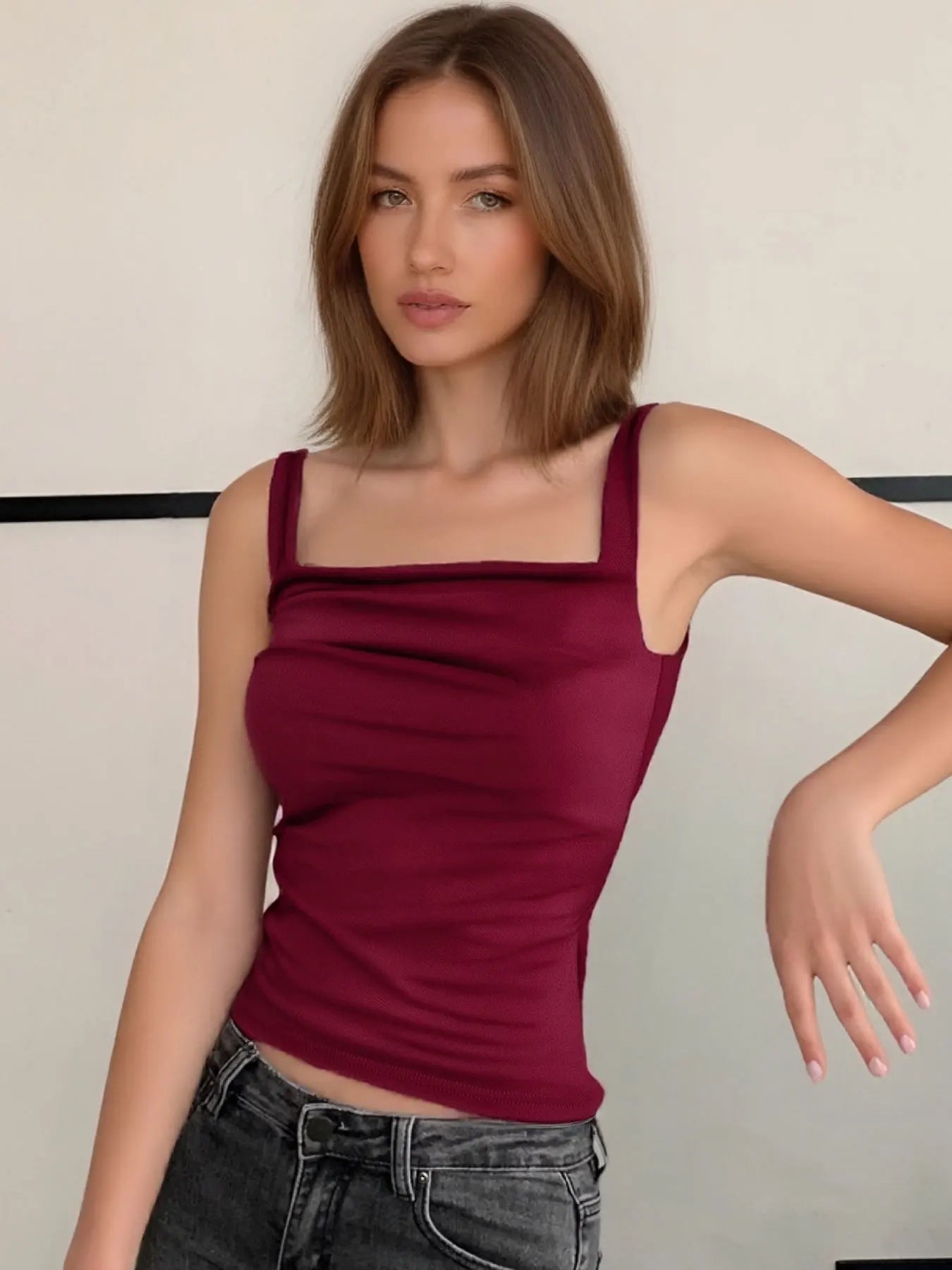camisetas regatas femininas Verão Liso Sexy Sem costas Streetwear Casual Slim Sem mangas Camisola