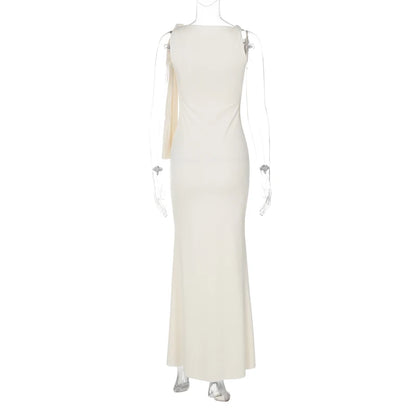 Vestido longo justo sexy sem mangas com decote redondo