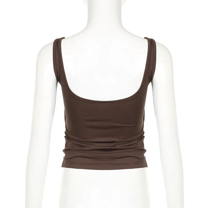 camisetas regatas femininas Verão Liso Sexy Sem costas Streetwear Casual Slim Sem mangas Camisola